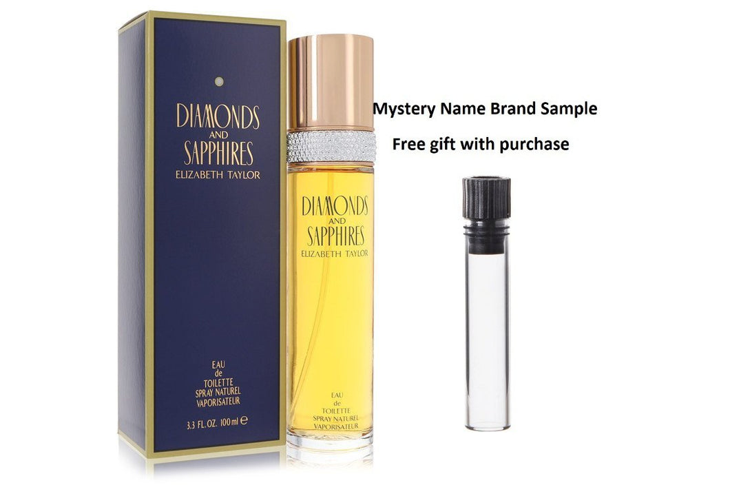 DIAMONDS & Sapphires by Elizabeth Taylor Eau De Toilette Spray 3.4 oz And a Mystery Name brand sample vile