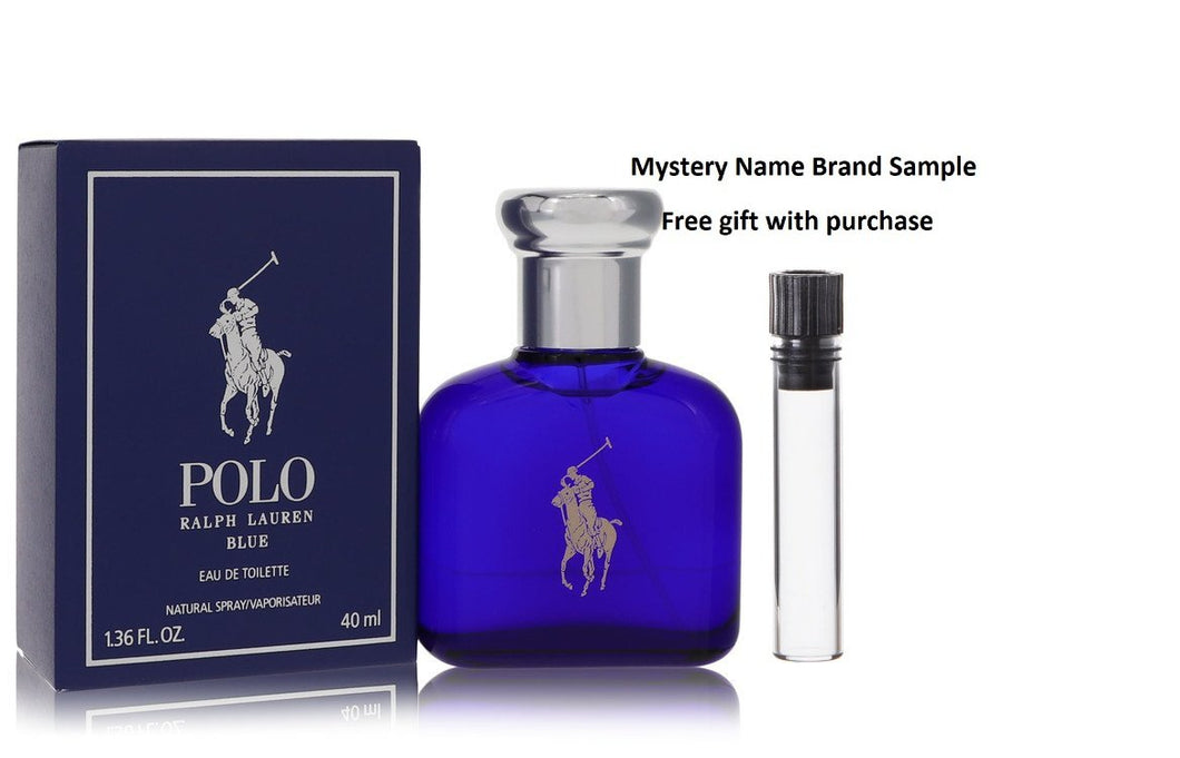 Polo Blue by Ralph Lauren Eau De Toilette Spray 1.4 oz And a Mystery Name brand sample vile