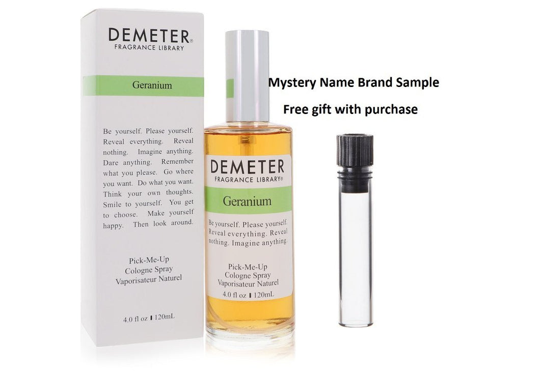 Demeter Geranium by Demeter Cologne Spray 4 oz And a Mystery Name brand sample vile
