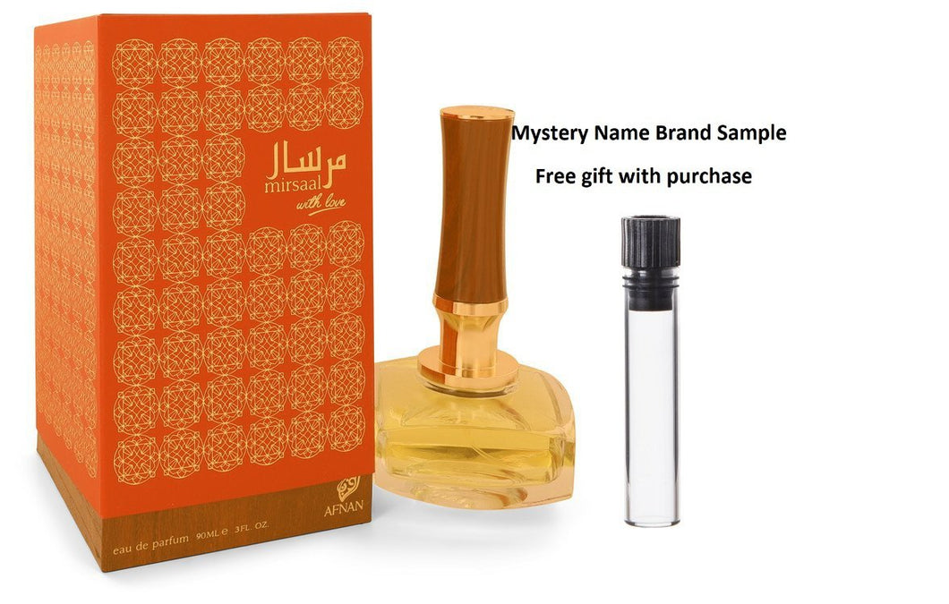 Afnan Mirsaal With Love by Afnan Eau De Parfum Spray 3 oz And a Mystery Name brand sample vile