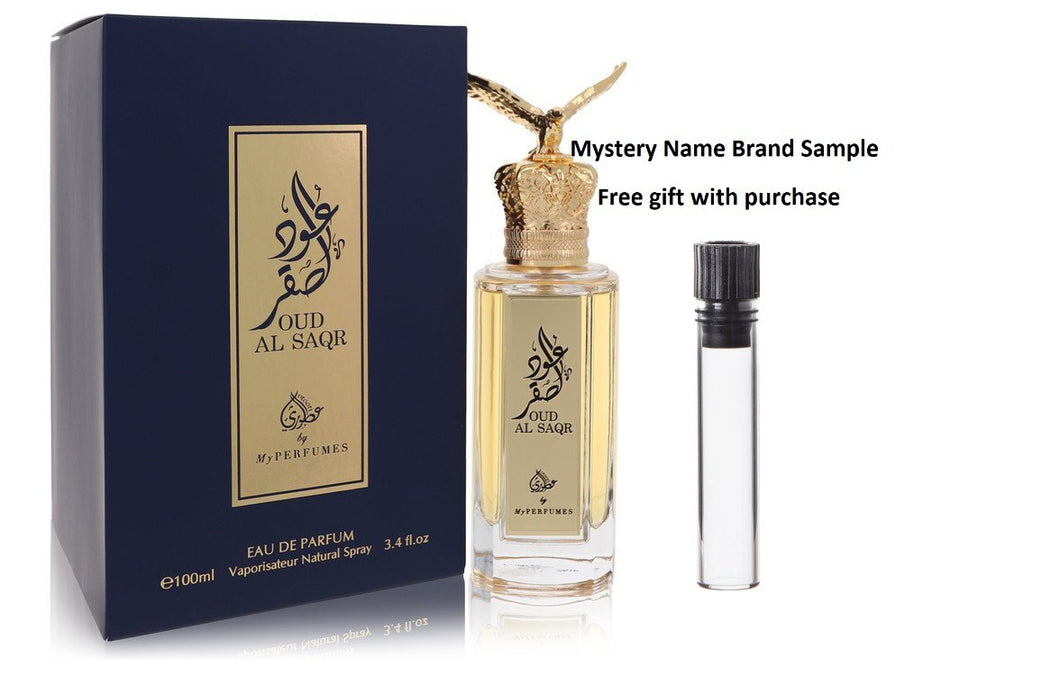 Oud Al Saqr by My Perfumes Eau De Parfum Spray (Unisex) 3.4 oz And a Mystery Name brand sample vile
