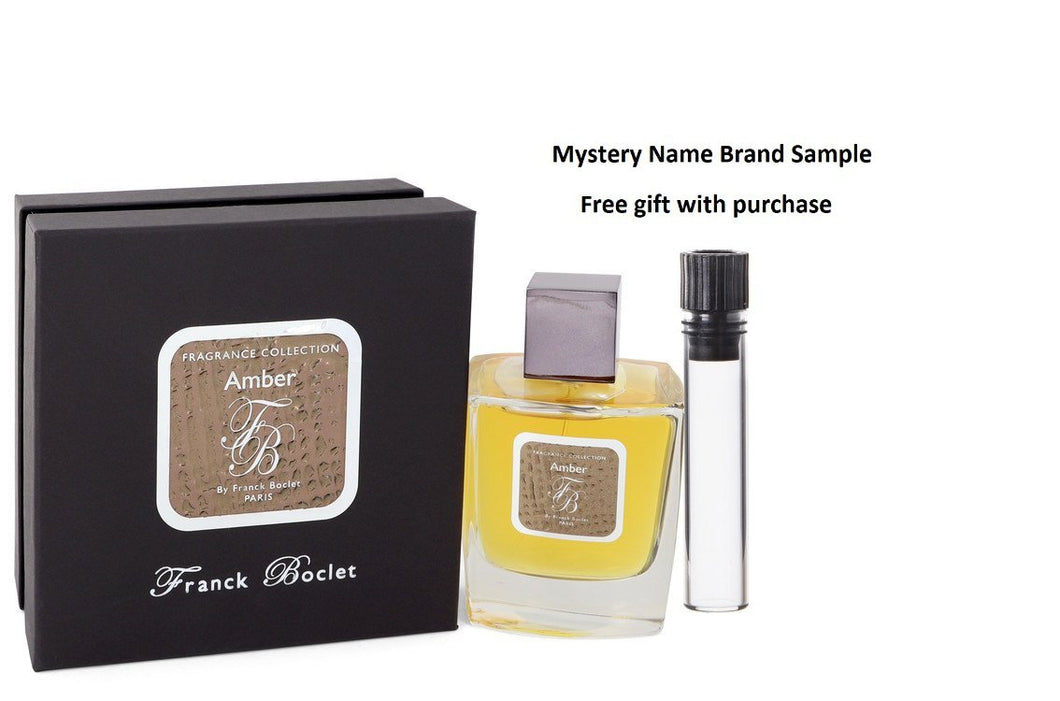 Franck Boclet Amber by Franck Boclet Eau De Parfum Spray (Unisex) 3.4 oz And a Mystery Name brand sample vile