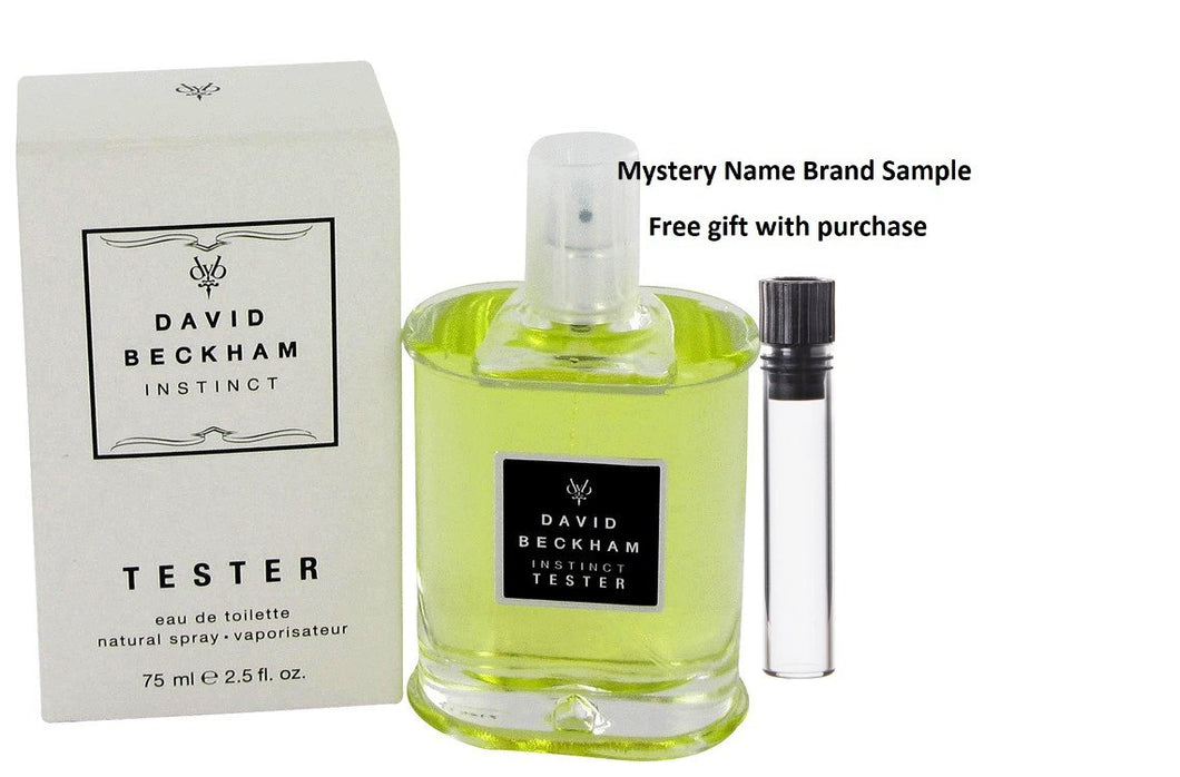 David Beckham Instinct by David Beckham Eau De Toilette Spray (Tester) 2.5 oz And a Mystery Name brand sample vile