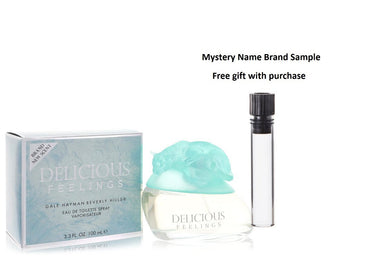 DELICIOUS FEELINGS by Gale Hayman Eau De Toilette Spray (New Packaging) 3.4 oz And a Mystery Name brand sample vile