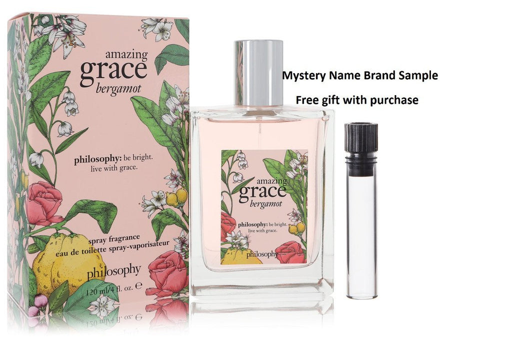 Amazing Grace Bergamot by Philosophy Eau De Toilette Spray 4 oz And a Mystery Name brand sample vile