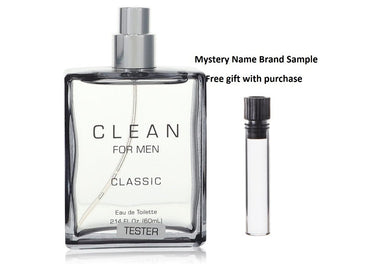 Clean Men by Clean Eau De Toilette Spray (Tester) 2.14 oz And a Mystery Name brand sample vile