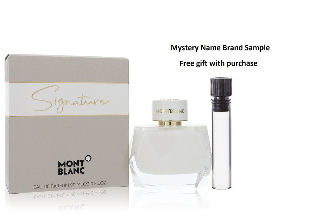 Montblanc Signature by Mont Blanc Eau De Parfum Spray 3 oz And a Mystery Name brand sample vile