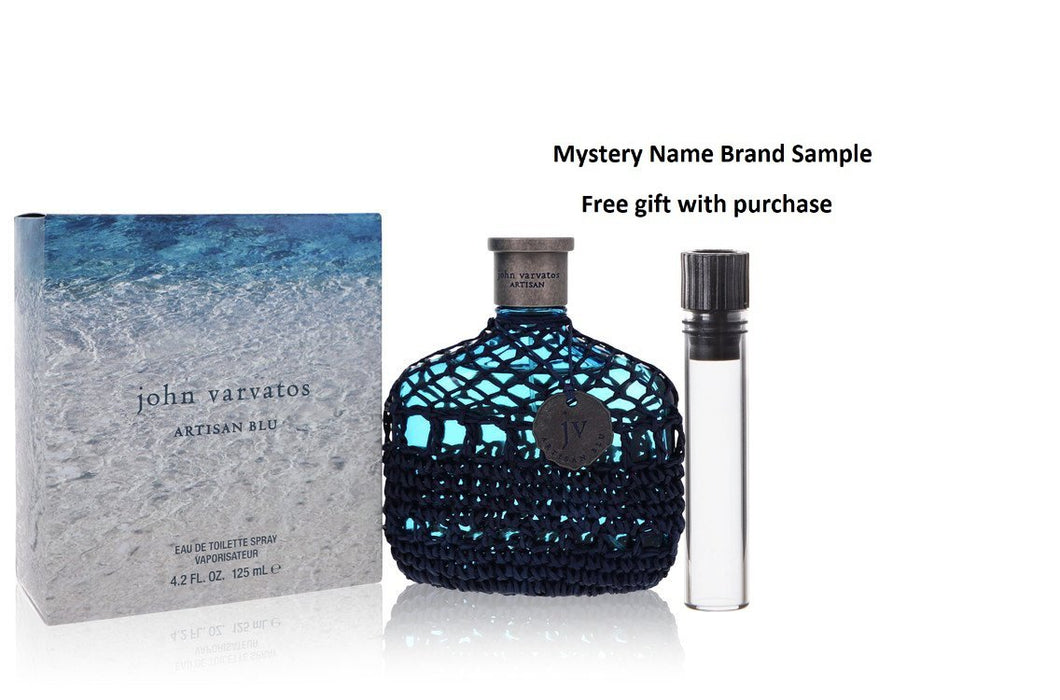 John Varvatos Artisan Blu by John Varvatos Eau De Toilette Spray 4.2 oz And a Mystery Name brand sample vile
