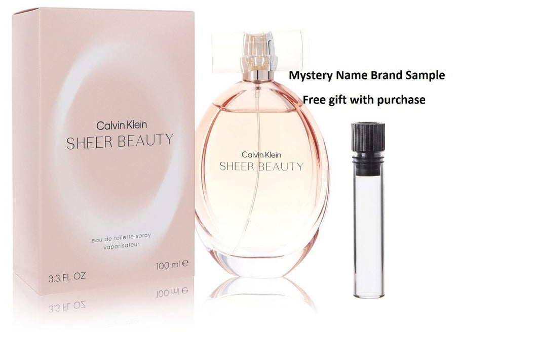 Sheer Beauty by Calvin Klein Eau De Toilette Spray 3.4 oz And a Mystery Name brand sample vile
