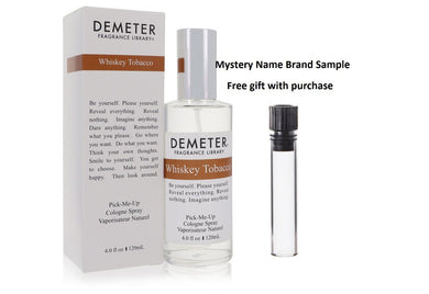 Demeter Whiskey Tobacco by Demeter Cologne Spray 4 oz And a Mystery Name brand sample vile
