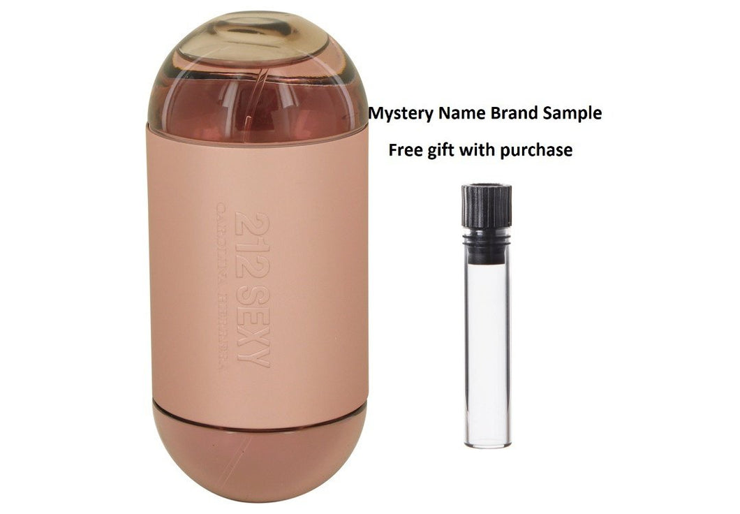 212 Sexy by Carolina Herrera Eau De Parfum Spray (Tester) 3.4 oz And a Mystery Name brand sample vile