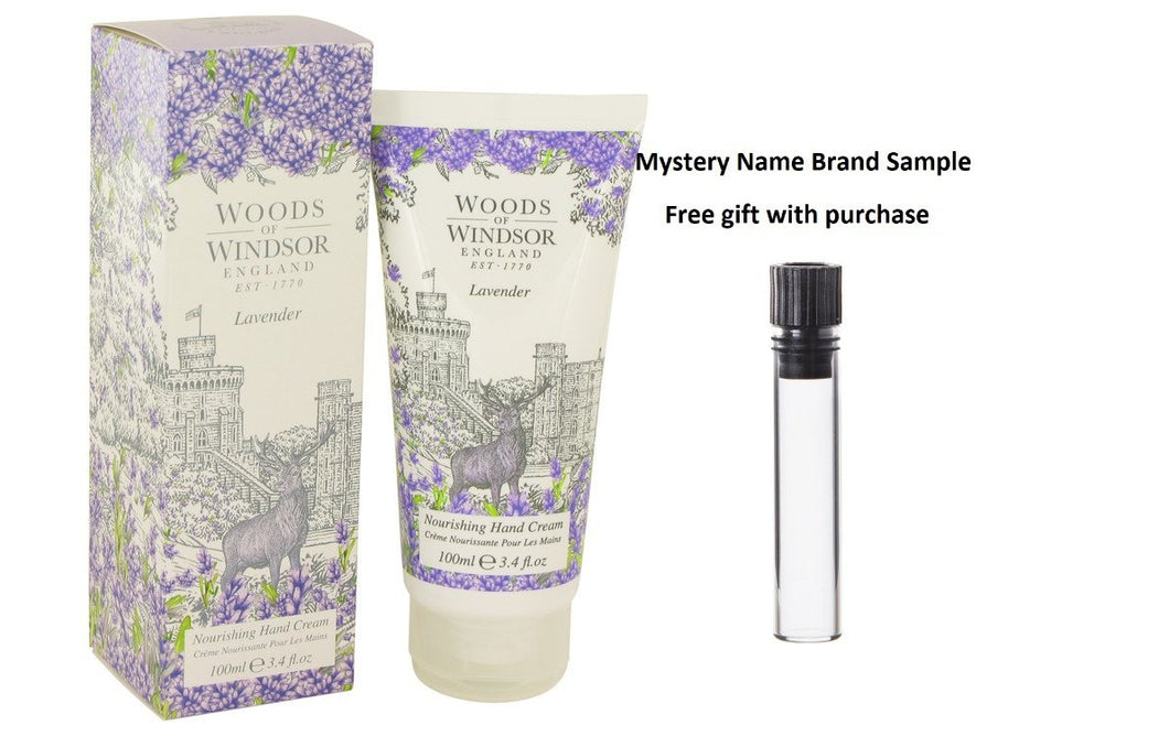 Lavender by Woods of Windsor Nourishing Hand Cream 3.4 oz And a Mystery Name brand sample vile