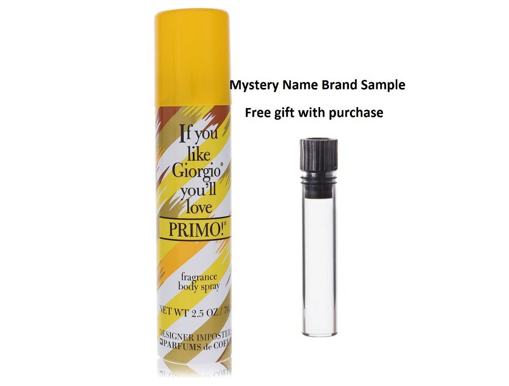 Designer Imposters Primo! by Parfums De Coeur Body Spray 2.5 oz And a Mystery Name brand sample vile
