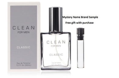 Clean Men by Clean Eau De Toilette Spray 1 oz And a Mystery Name brand sample vile