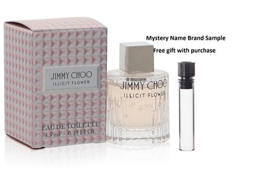 Jimmy Choo Illicit Flower by Jimmy Choo Mini EDT Spray .15 oz And a Mystery Name brand sample vile