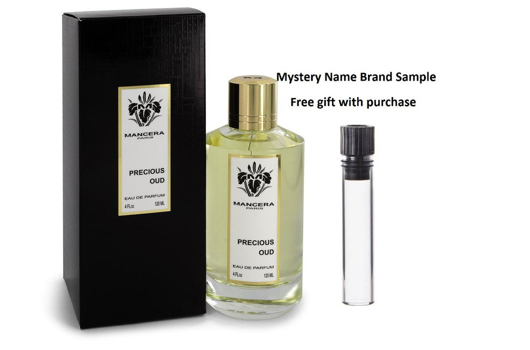 Mancera Precious Oud by Mancera Eau De Parfum Spray (Unisex) 4 oz And a Mystery Name brand sample vile