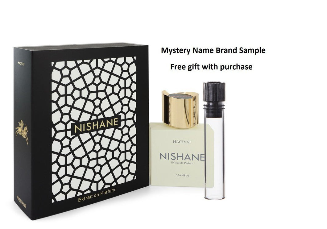 Hacivat by Nishane Extrait De Parfum Spray (Unisex) 1.7 oz And a Mystery Name brand sample vile