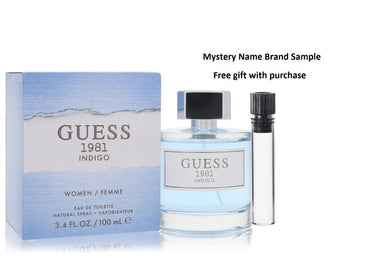 Guess 1981 Indigo by Guess Eau De Toilette Spray 3.4 oz And a Mystery Name brand sample vile