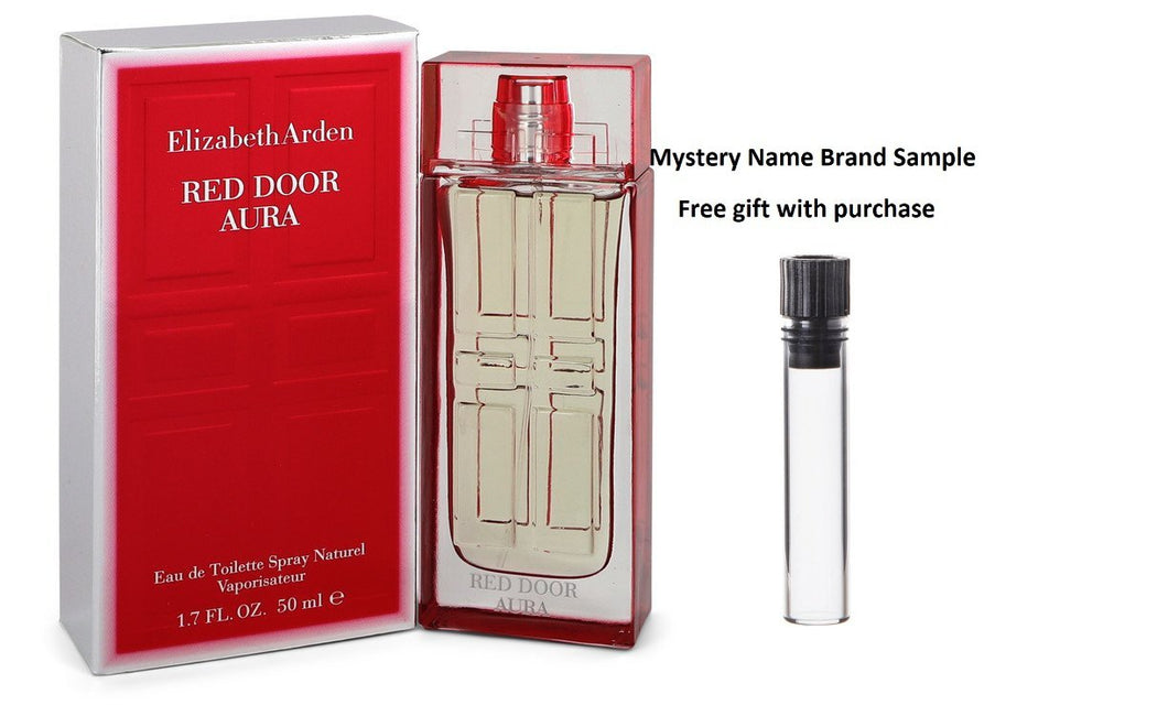 Red Door Aura by Elizabeth Arden Eau De Toilette Spray 1.7 oz And a Mystery Name brand sample vile