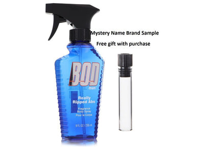 Bod Man Really Ripped Abs by Parfums De Coeur Fragrance Body Spray 8 oz And a Mystery Name brand sample vile