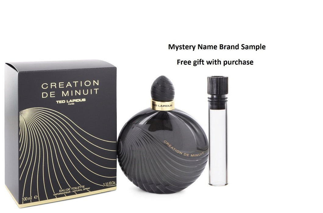 Creation De Minuit by Ted Lapidus Eau De Toilette Spray 3.3 oz And a Mystery Name brand sample vile