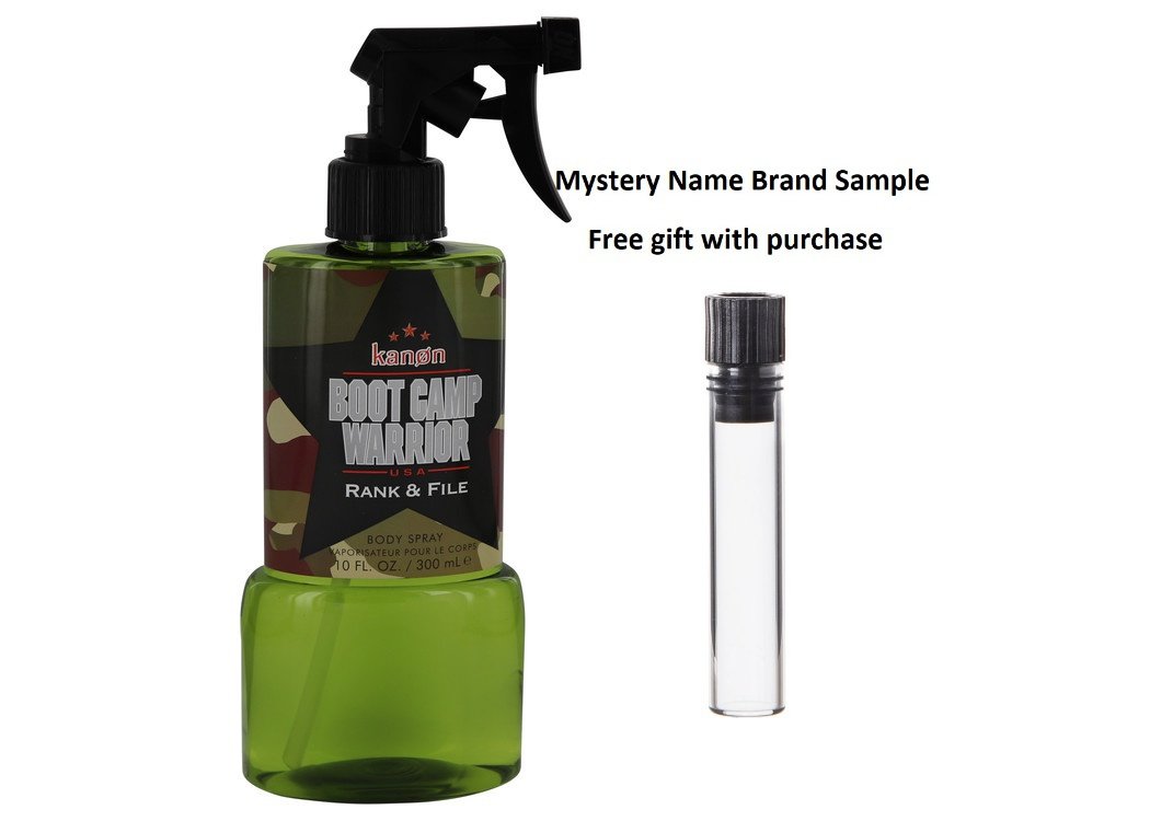 Kanon Boot Camp Warrior Rank & File by Kanon Body Spray 10 oz And a Mystery Name brand sample vile