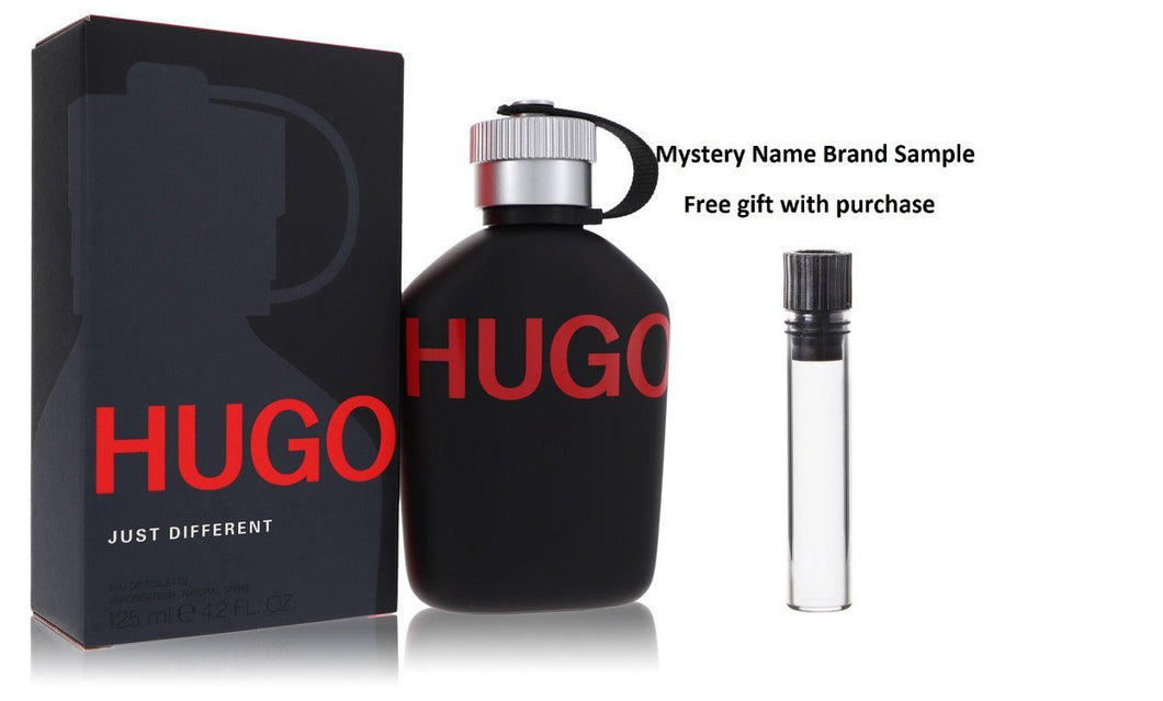 Hugo Just Different by Hugo Boss Eau De Toilette Spray 4.2 oz And a Mystery Name brand sample vile