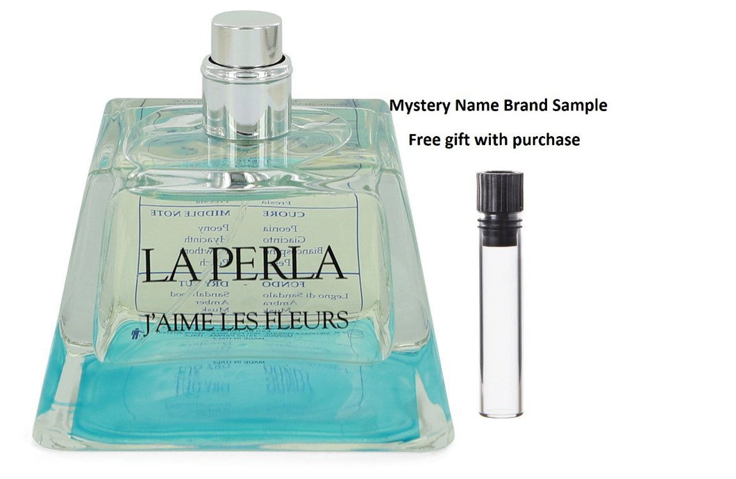 La Perla J'aime Les Fleurs by La Perla Eau De Toilette Spray (Tester) 3.3 oz And a Mystery Name brand sample vile