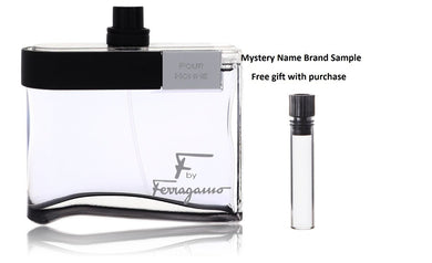 F Black by Salvatore Ferragamo Eau De Toilette Spray (Tester) 3.4 oz And a Mystery Name brand sample vile