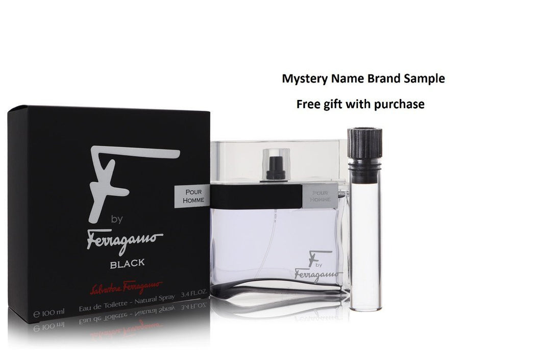 F Black by Salvatore Ferragamo Eau De Toilette Spray 1.7 oz And a Mystery Name brand sample vile