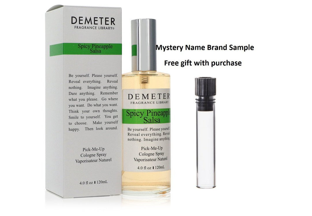 Demeter Spicy Pineapple Salsa by Demeter Cologne Spray (Unisex) 4 oz And a Mystery Name brand sample vile