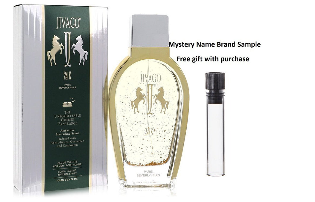 JIVAGO 24K by Ilana Jivago Eau De Toilette Spray 3.4 oz And a Mystery Name brand sample vile