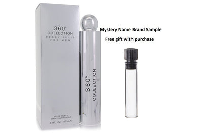 Perry Ellis 360 Collection by Perry Ellis Eau De Toilette Spray 3.4 oz And a Mystery Name brand sample vile