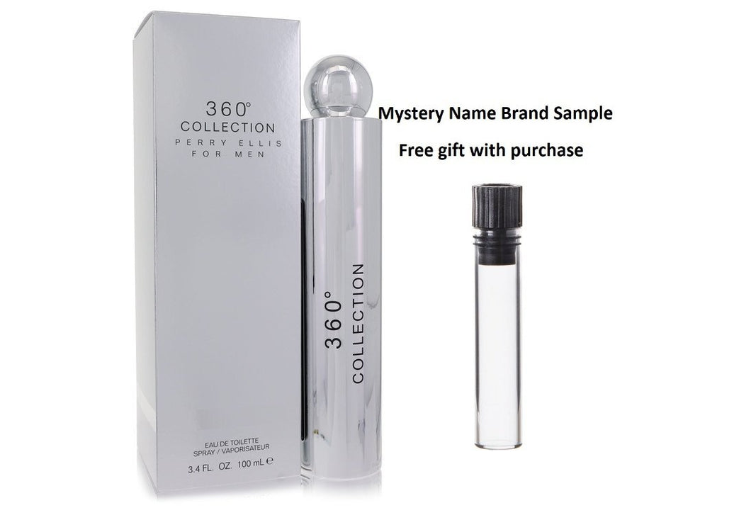 Perry Ellis 360 Collection by Perry Ellis Eau De Toilette Spray 3.4 oz And a Mystery Name brand sample vile