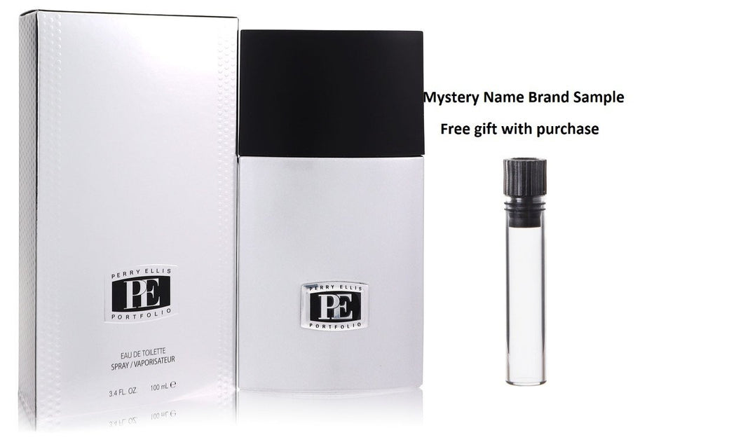 PORTFOLIO by Perry Ellis Eau De Toilette Spray 3.4 oz And a Mystery Name brand sample vile