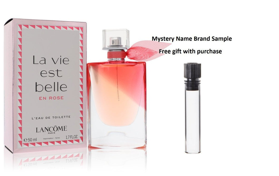 La Vie Est Belle En Rose by Lancome L'eau De Toilette Spray 1.7 oz And a Mystery Name brand sample vile