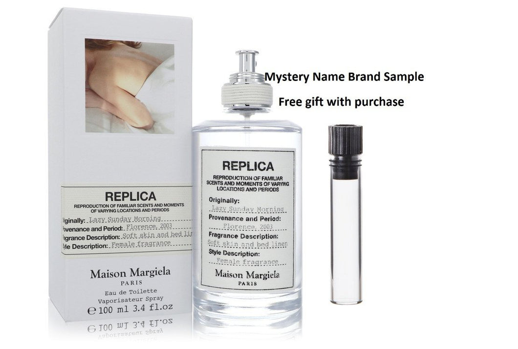 Replica Lazy Sunday Morning by Maison Margiela Eau De Toilette Spray 3.4 oz And a Mystery Name brand sample vile
