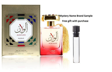 Alwaan by Nusuk Eau De Parfum Spray (Unisex) 3.4 oz And a Mystery Name brand sample vile