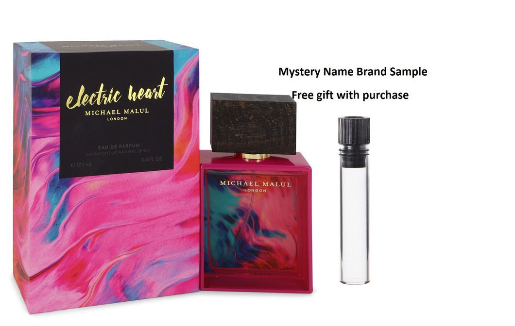 Electric Heart by Michael Malul Eau De Parfum Spray 3.4 oz And a Mystery Name brand sample vile