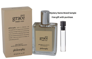 Pure Grace Nude Rose by Philosophy Eau De Toilette Spray 2 oz And a Mystery Name brand sample vile