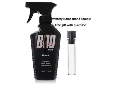 Bod Man Black by Parfums De Coeur Body Spray 8 oz And a Mystery Name brand sample vile