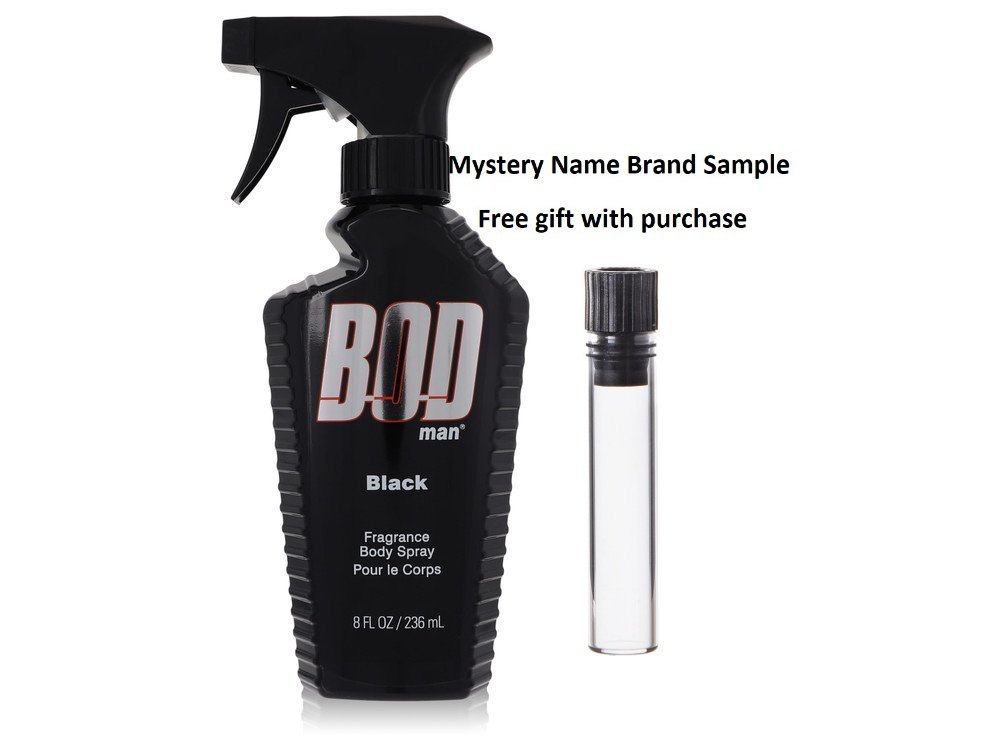 Bod Man Black by Parfums De Coeur Body Spray 8 oz And a Mystery Name brand sample vile