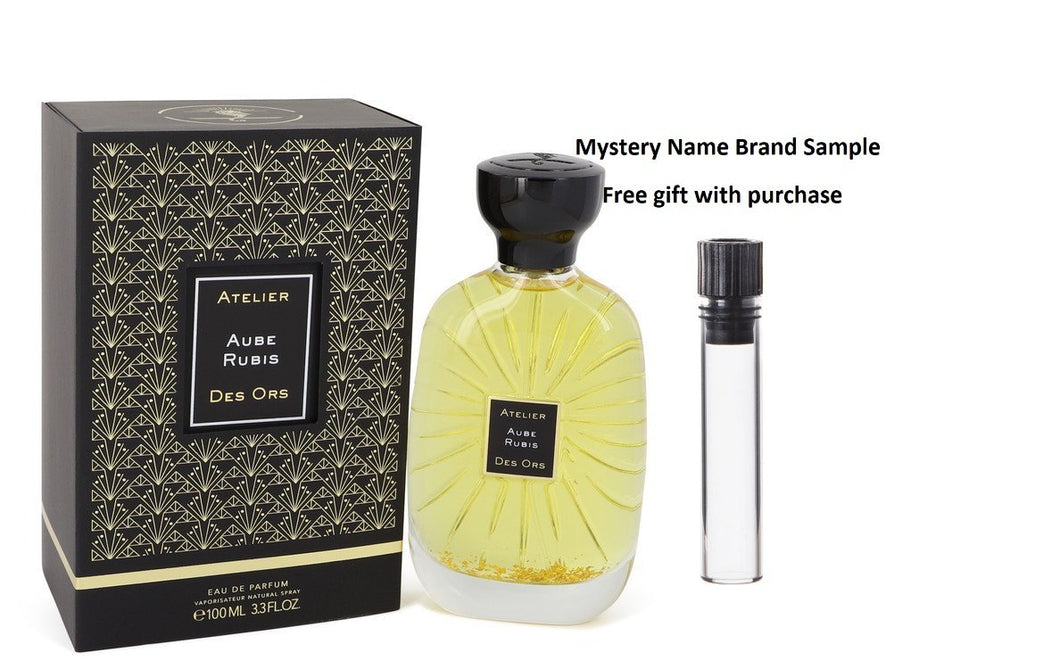Aube Rubis Des Ors by Atelier Des Ors Eau De Parfum Spray (Unisex) 3.3 oz And a Mystery Name brand sample vile