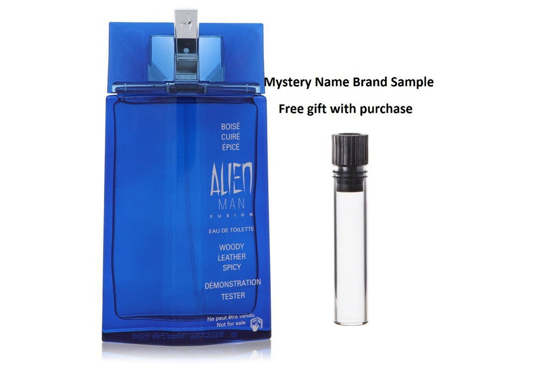 Alien Man Fusion by Thierry Mugler Eau De Toilette Spray (Tester) 3.4 oz And a Mystery Name brand sample vile