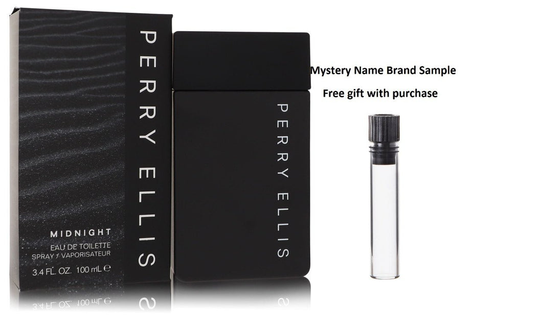 Perry Ellis Midnight by Perry Ellis Eau De Toilette Spray 3.4 oz And a Mystery Name brand sample vile