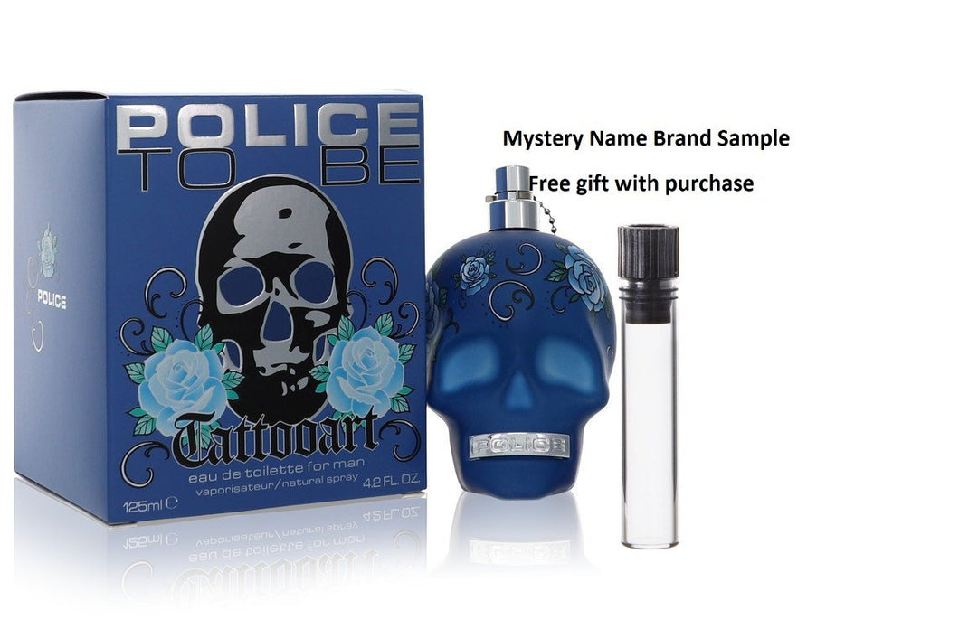 Police To Be Tattoo Art by Police Colognes Eau De Toilette Spray 4.2 oz And a Mystery Name brand sample vile