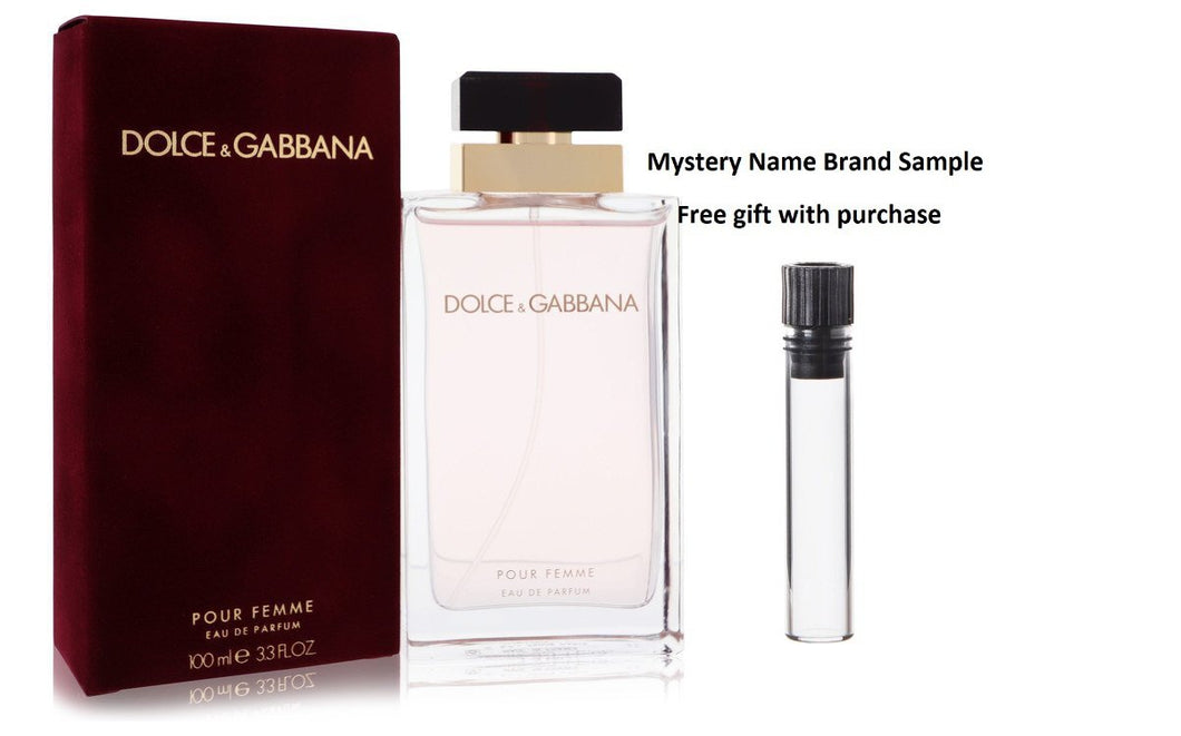 Dolce & Gabbana Pour Femme by Dolce & Gabbana Eau De Parfum Spray 3.4 oz And a Mystery Name brand sample vile
