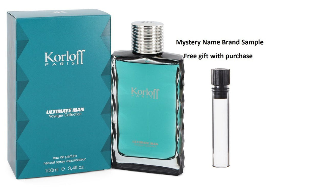 Korloff Ultimate Man by Korloff Eau De Parfum Spray 3.4 oz And a Mystery Name brand sample vile