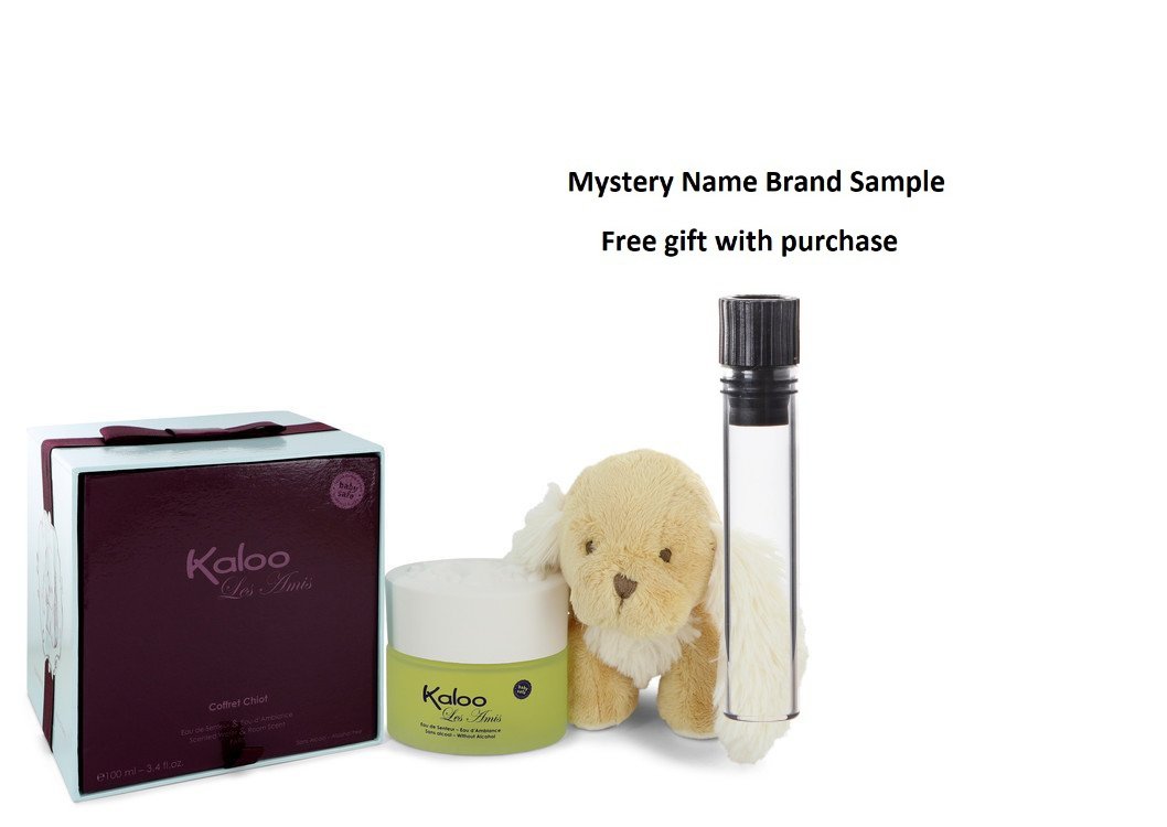 Kaloo Les Amis by Kaloo Eau De Senteur Spray / Room Fragrance Spray (Alcohol Free) + Free Fluffy Puppy 3.4 oz And a Mystery Name brand sample vile