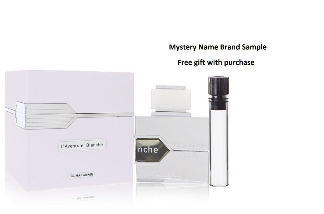 L'aventure Blanche by Al Haramain Eau De Parfum Spray (Unisex) 3.3 oz And a Mystery Name brand sample vile